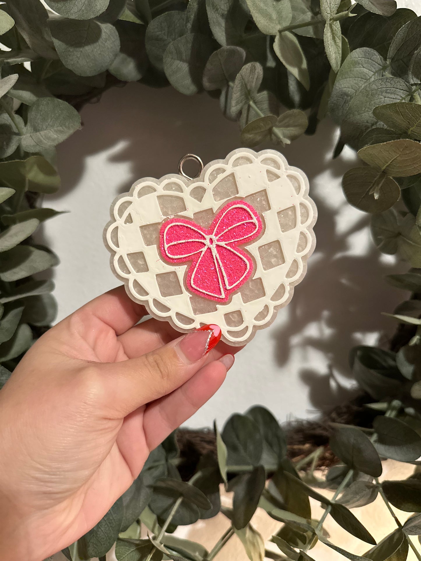 Checkered Heart & Bow