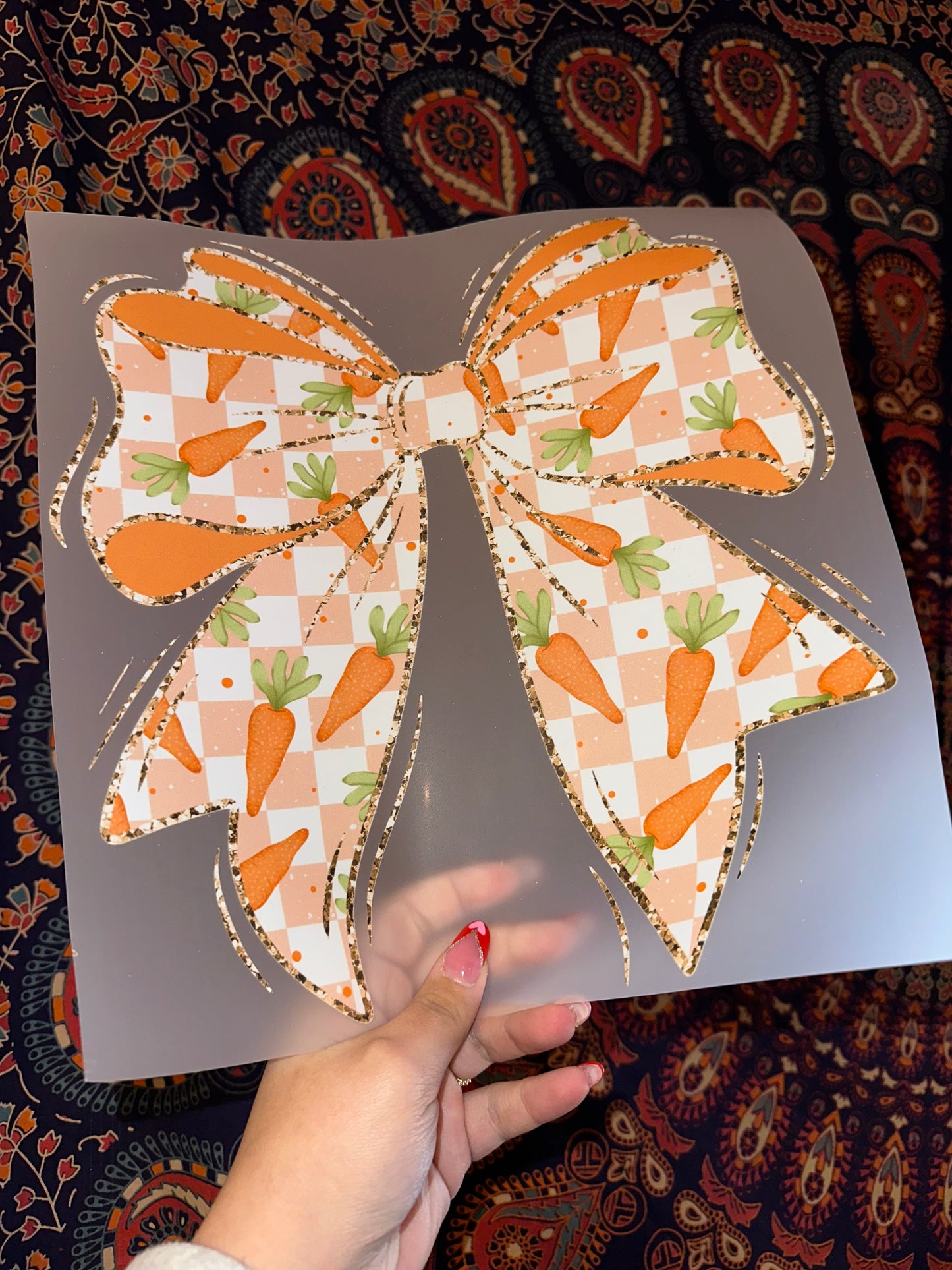 Checkered Carrots Bow
