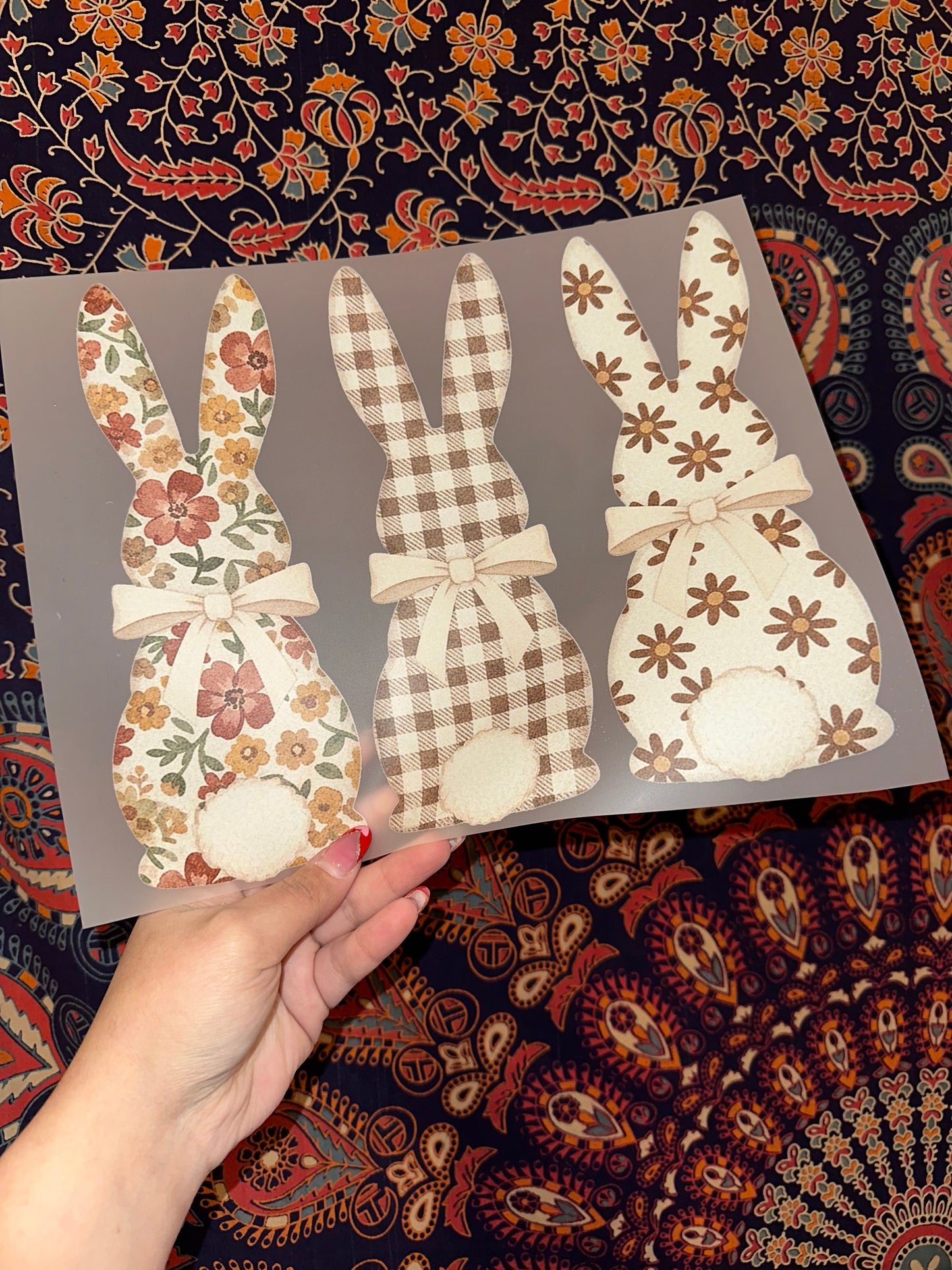 Floral Checkered Bunnies