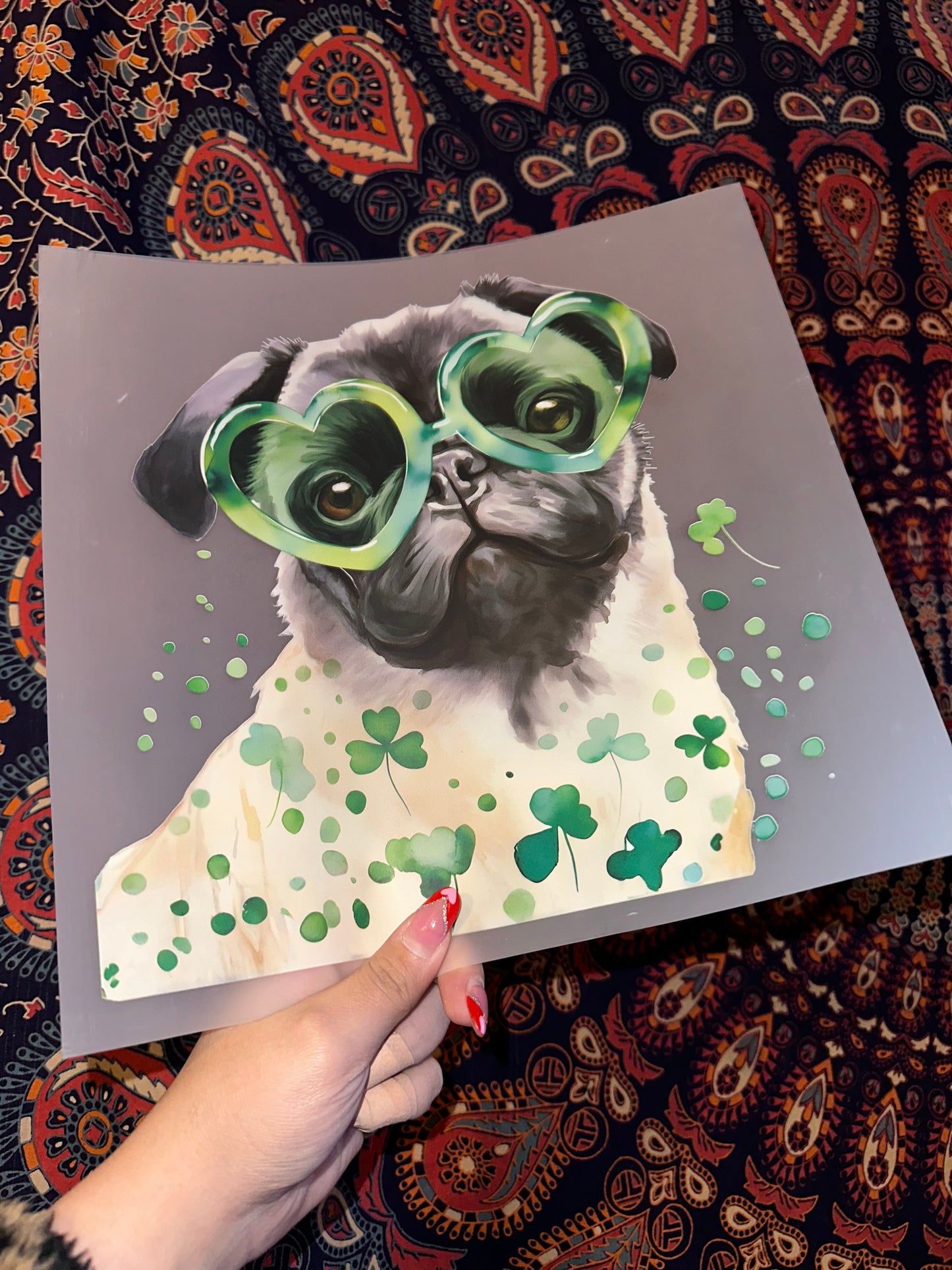 Pug With Clovers- A