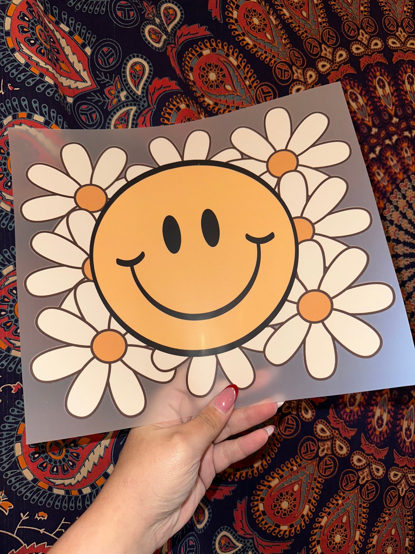 Yellow Smiley w/ Daisies- F