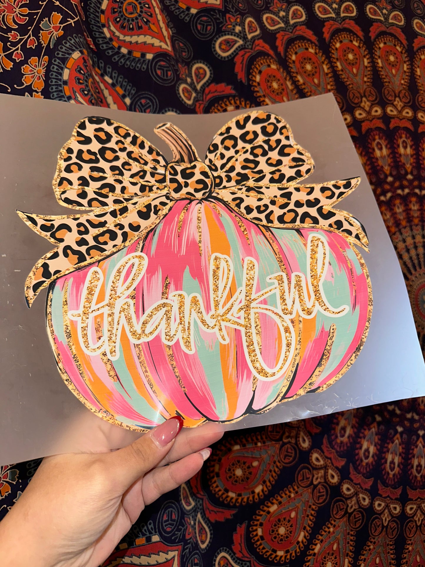 Thankful Leopard Bow Pumpkin