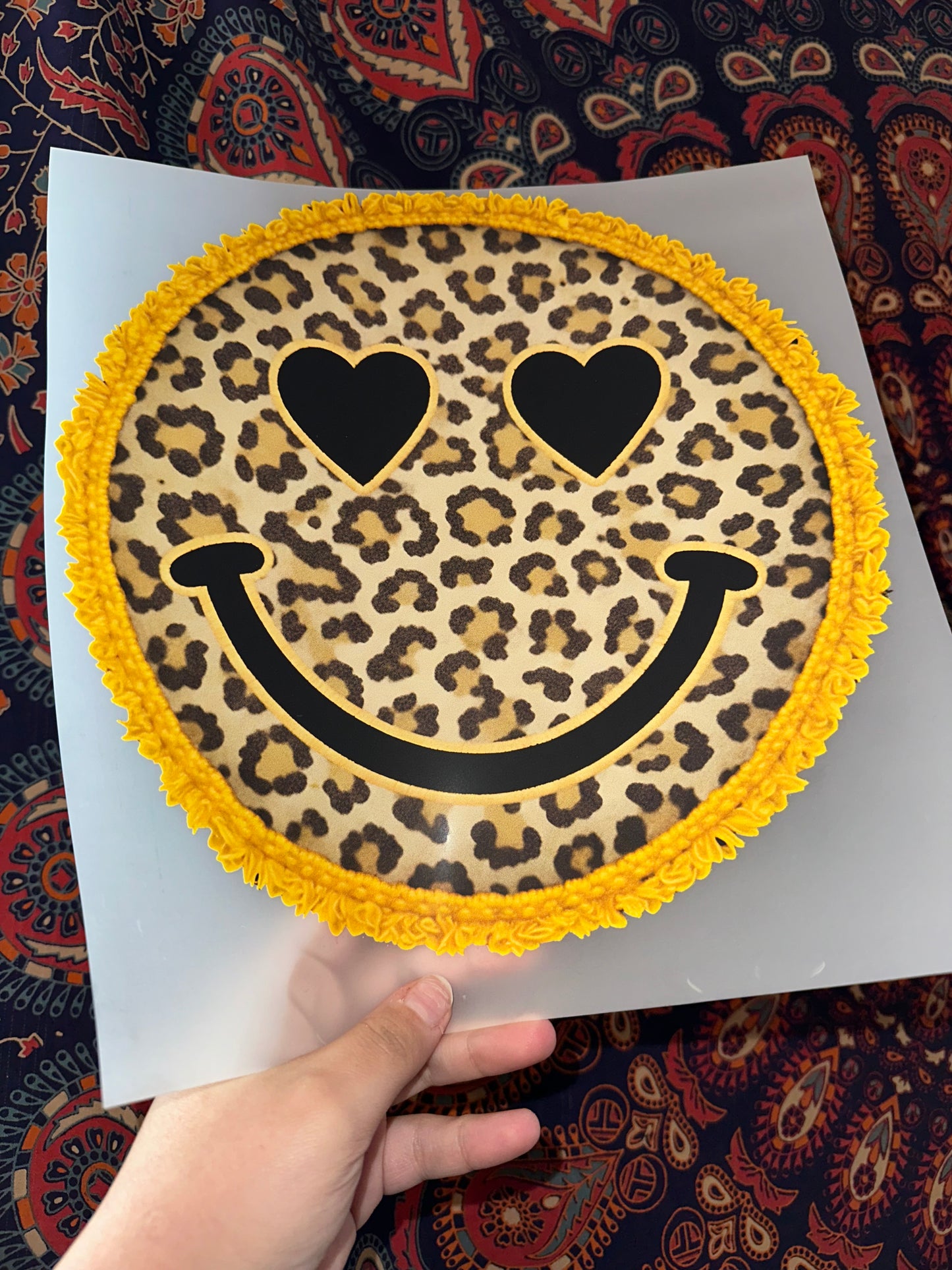 Cheetah Smiley Faux Knit -H