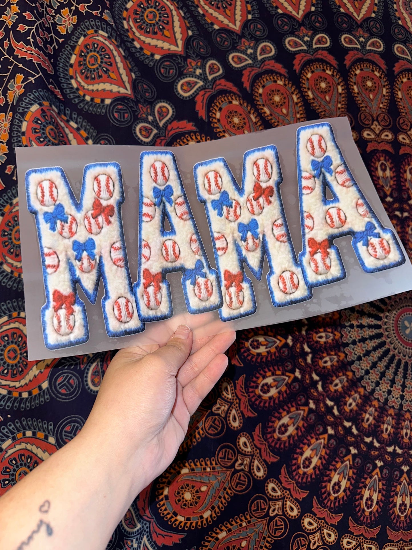Mama Baseball Faux Knit