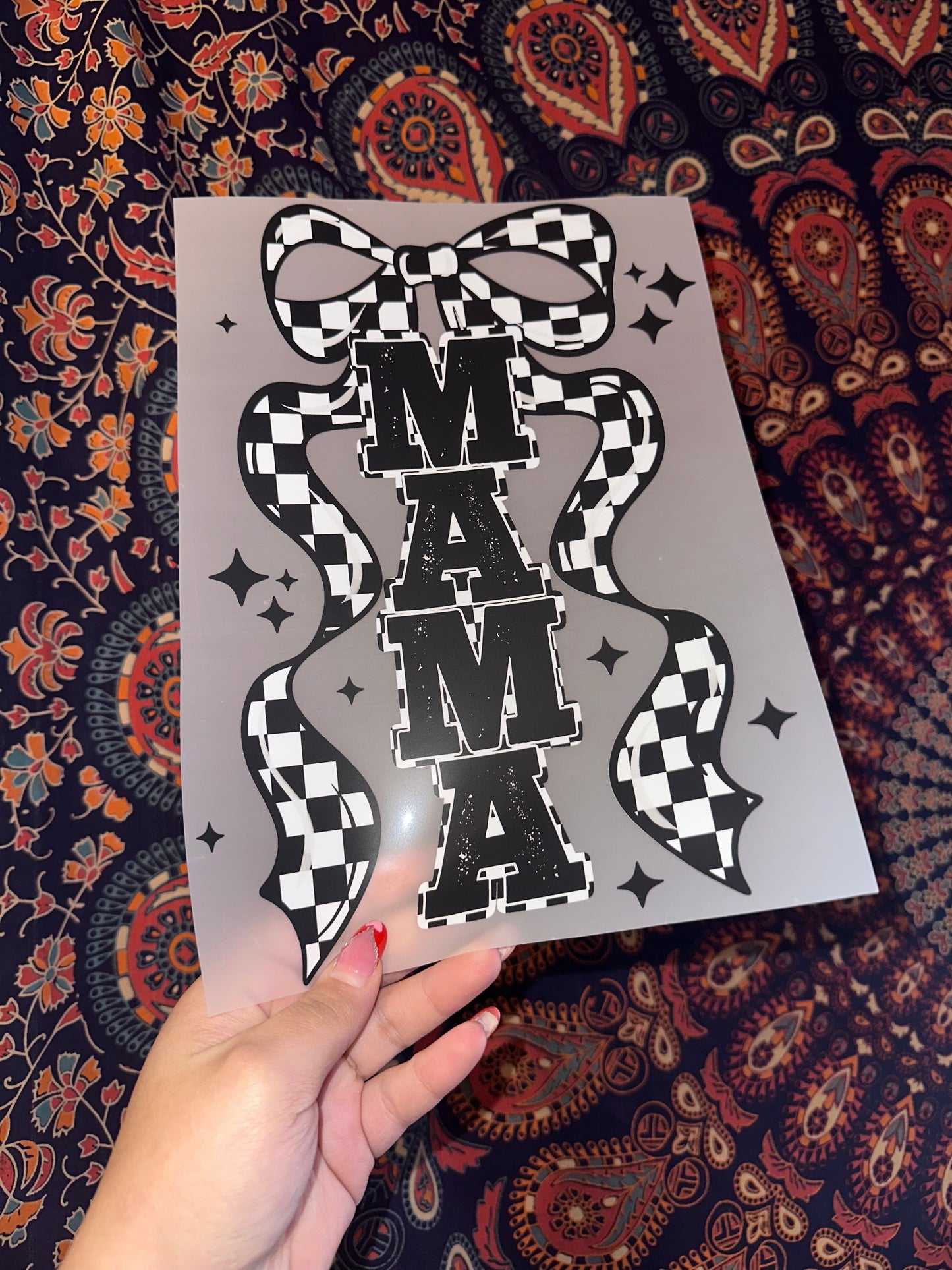 Mama Checkered Bow- A