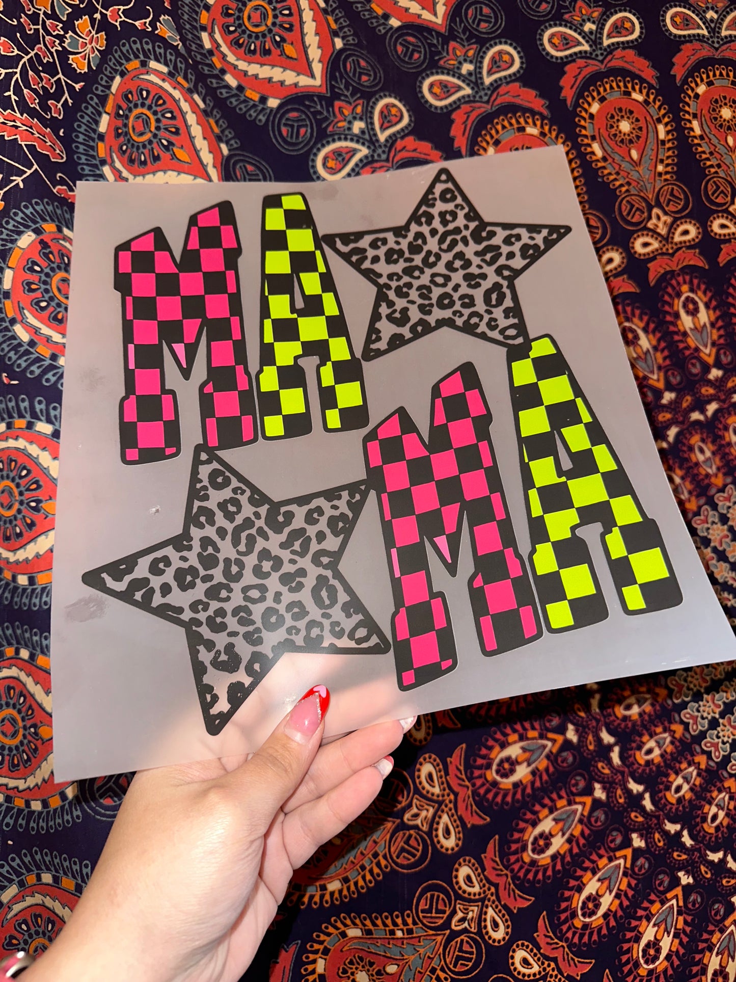 Mama Pink & Green Checkered- A