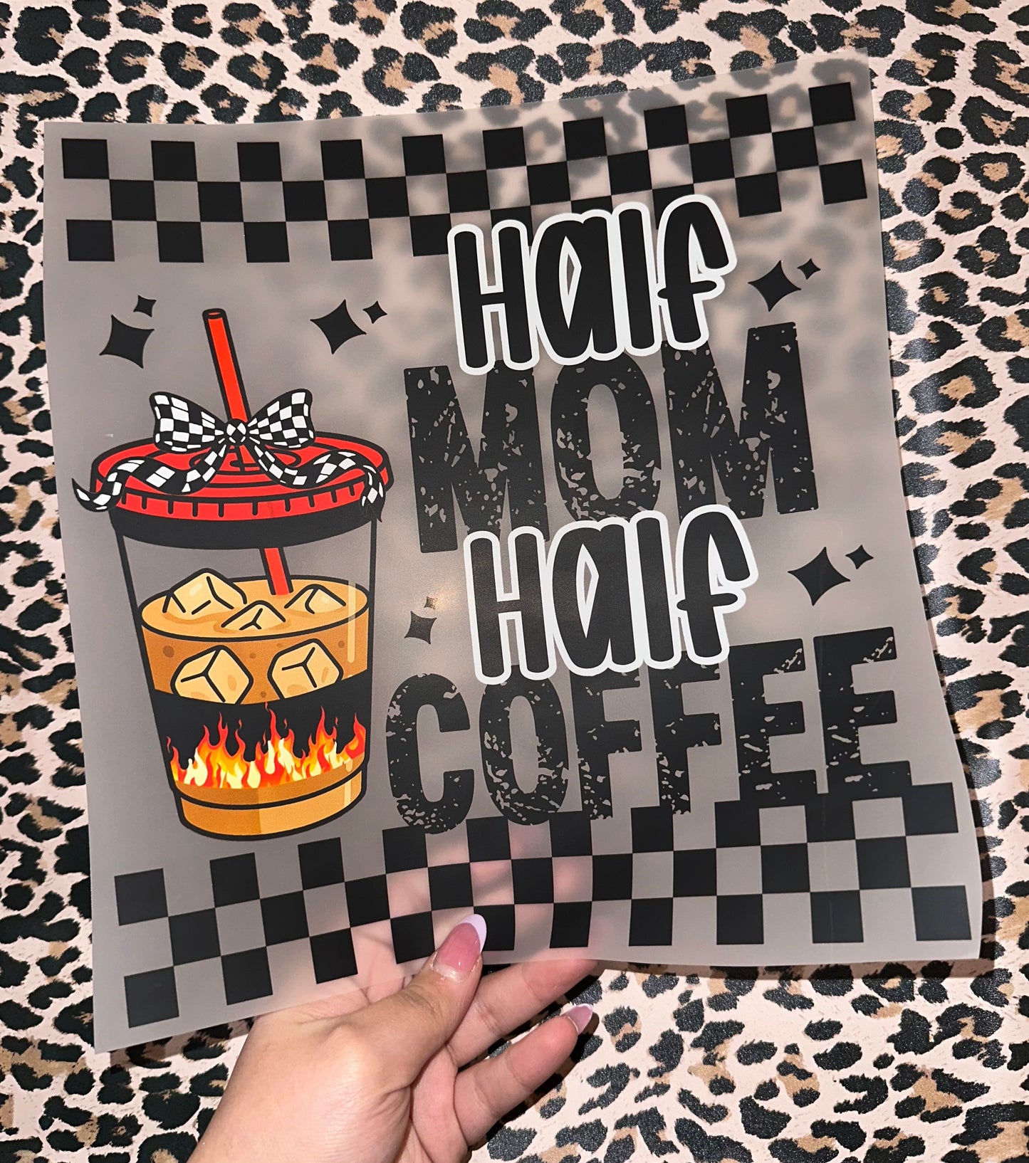 Half Mom Half Coffee Checkered - G