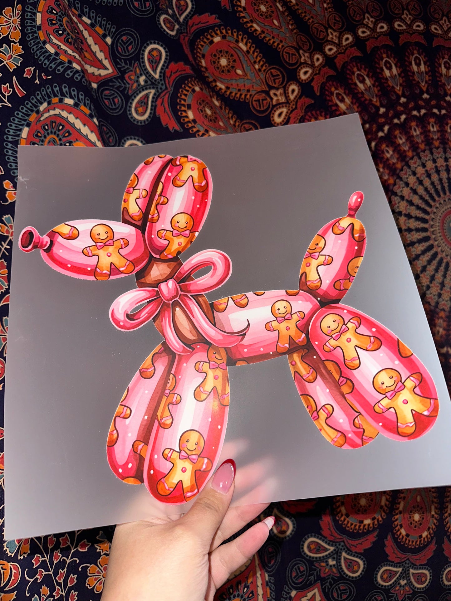 Pink Gingerbread Man Balloon Dog
