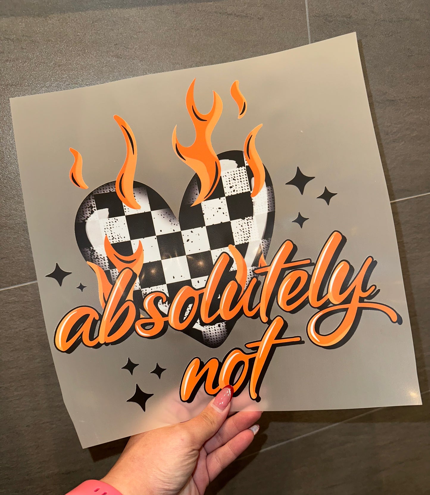 Absolutely Not Checkered Flame Heart- F