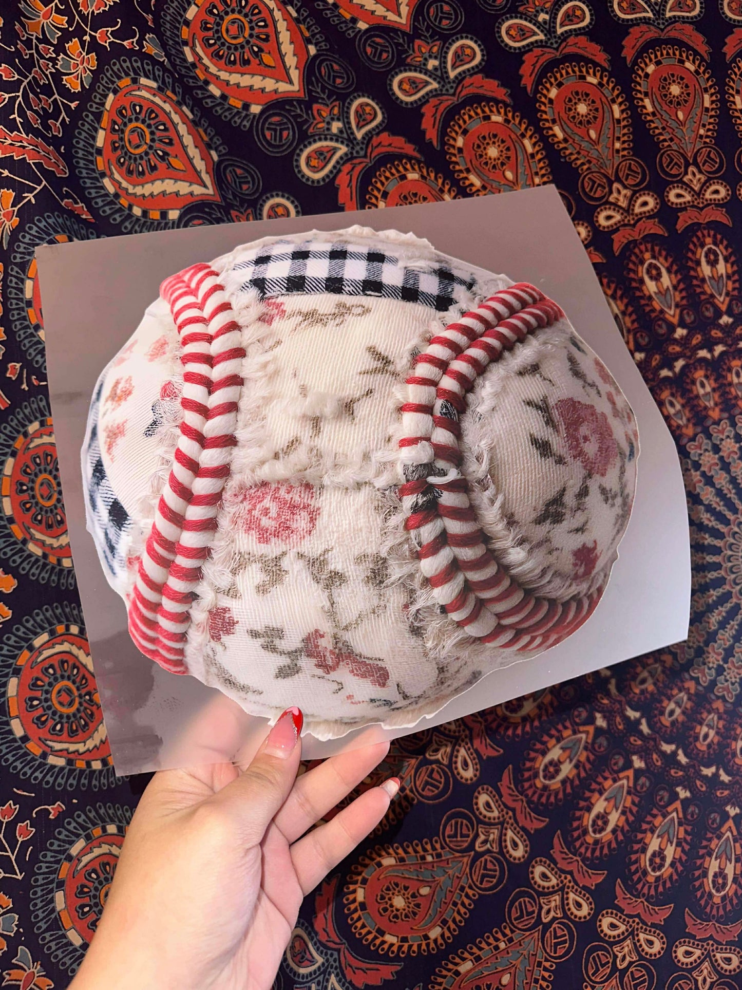 Floral Faux Knit Baseball- F