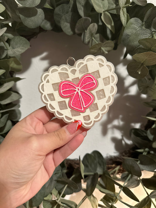 Checkered Heart & Bow