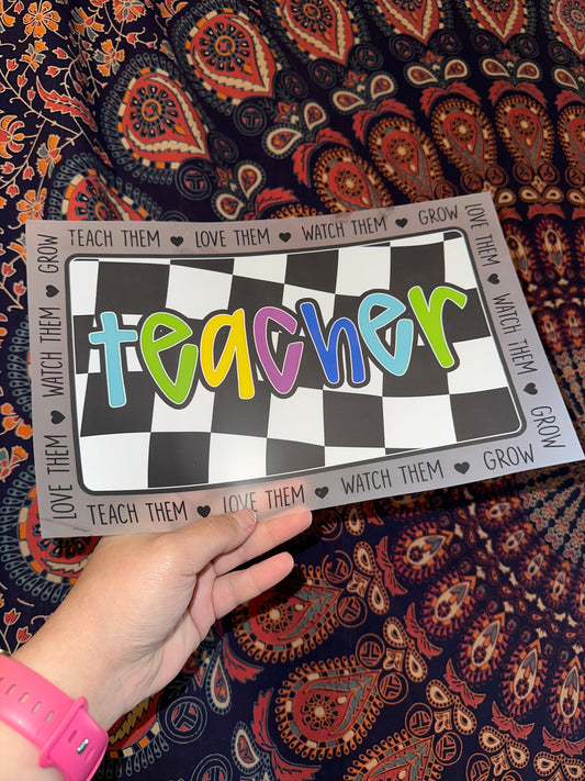 Teacher Checkered Frame- H