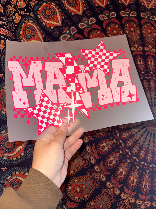 Mama Pink Star Checkered- E