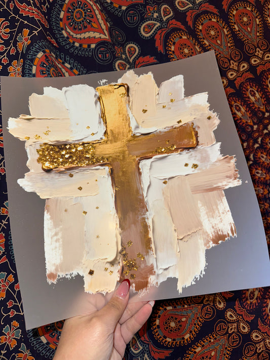 Gold Oil Paint Cross- G