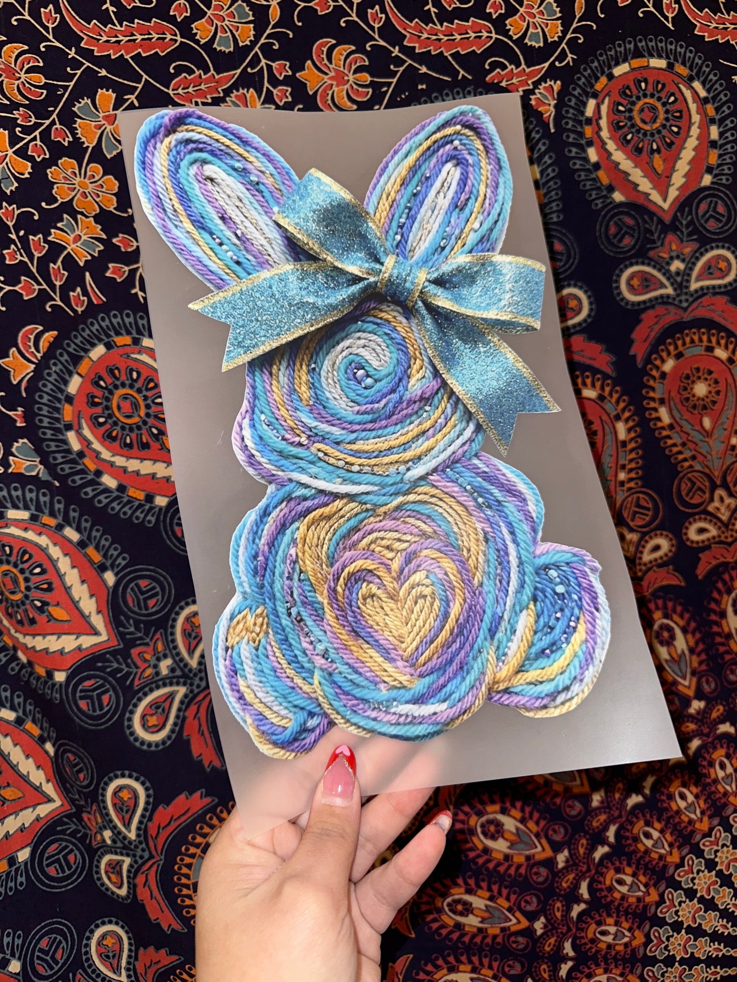 Easter Bunny Faux Knit Blue- D