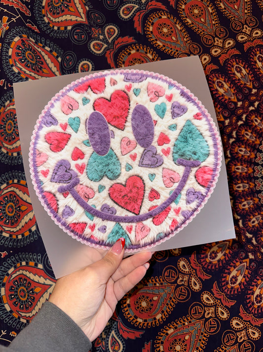 Smiley Hearts Faux Knit