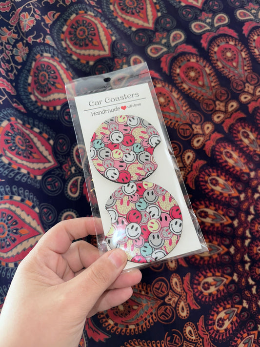 Smiley Car Coaster Set