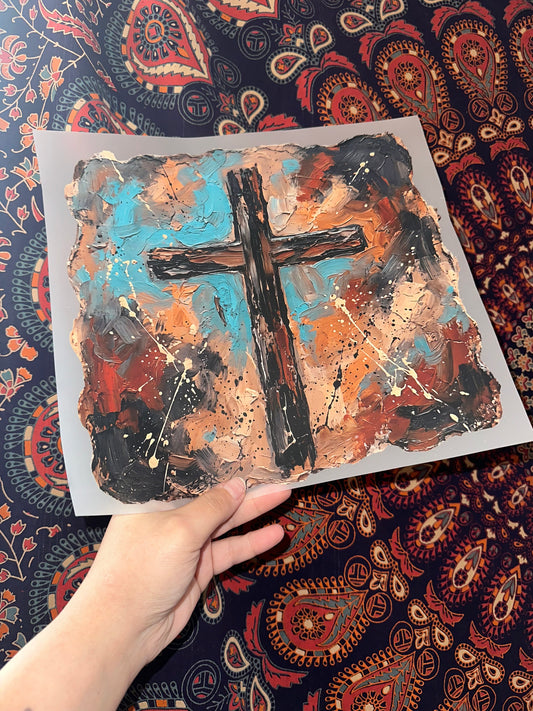 Water Color Painted Cross -H