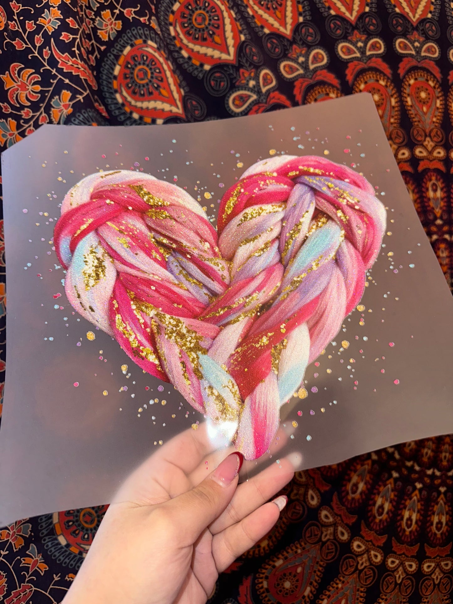 Heart Faux Knit Glitter