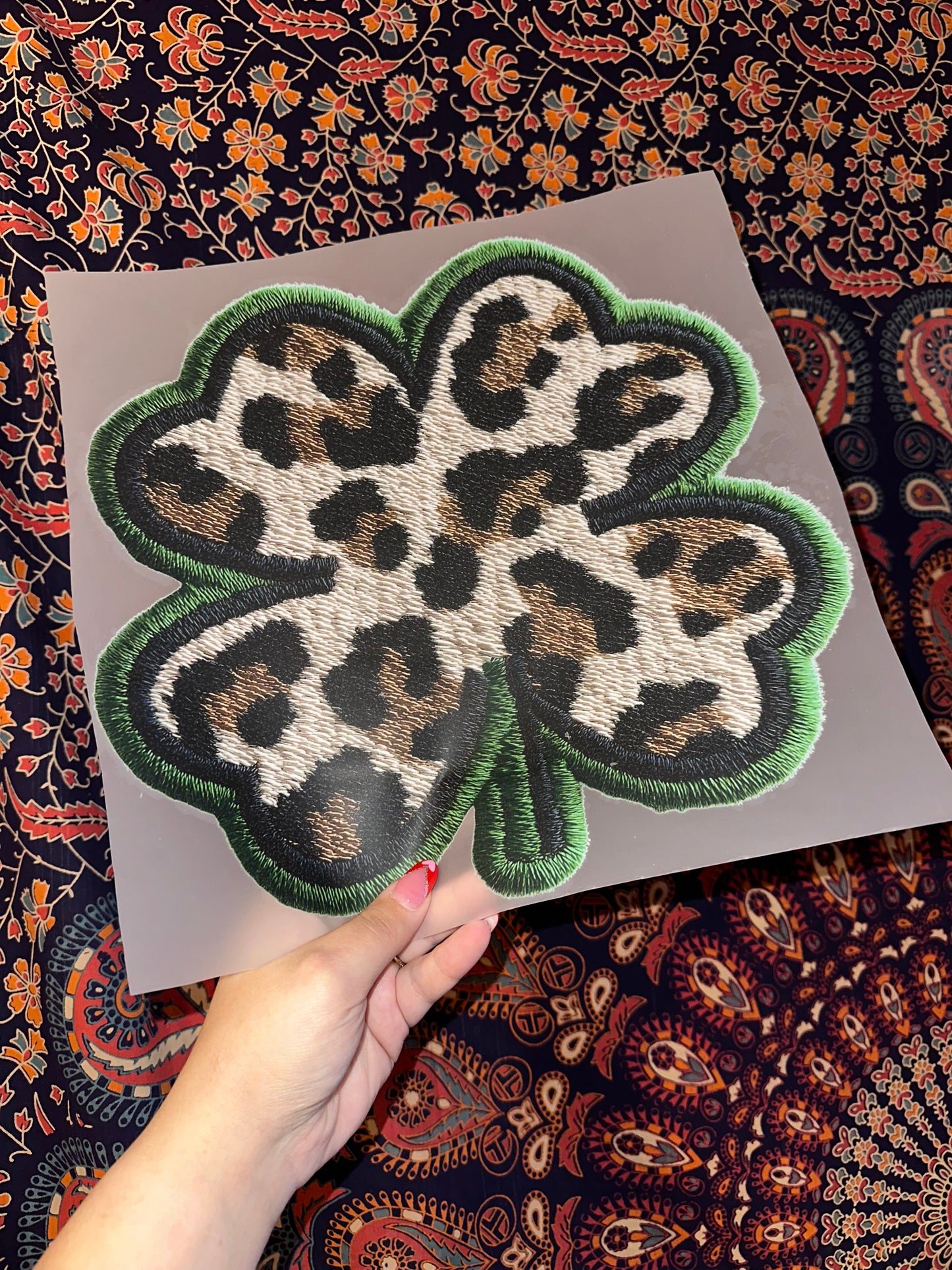 Leopard Clover Faux Knit