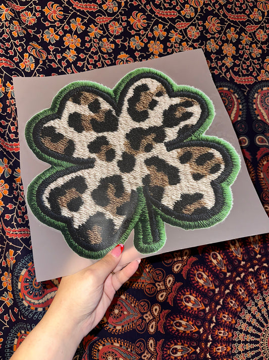Leopard Clover Faux Knit