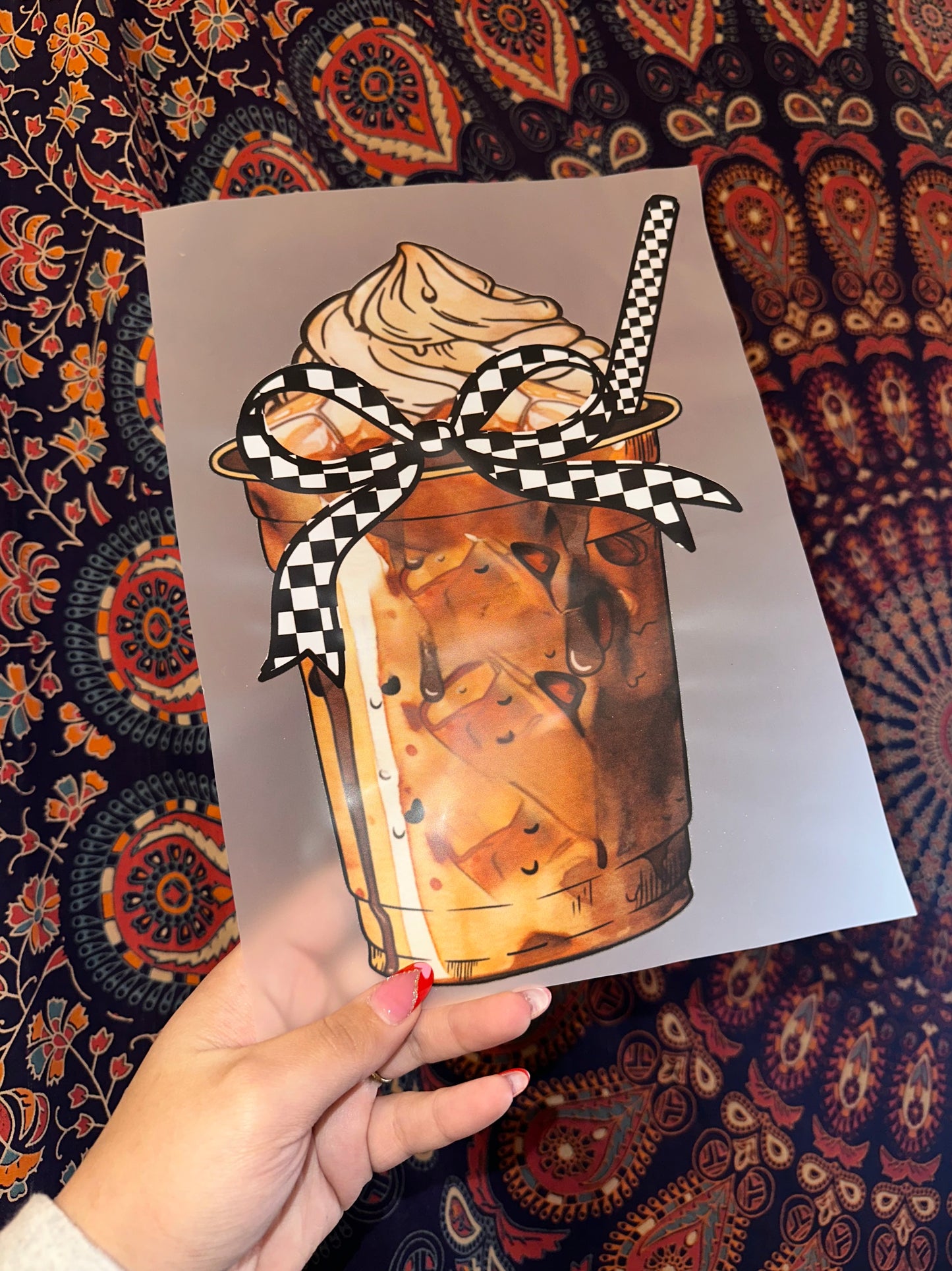 Iced Coffee Checkered Bow