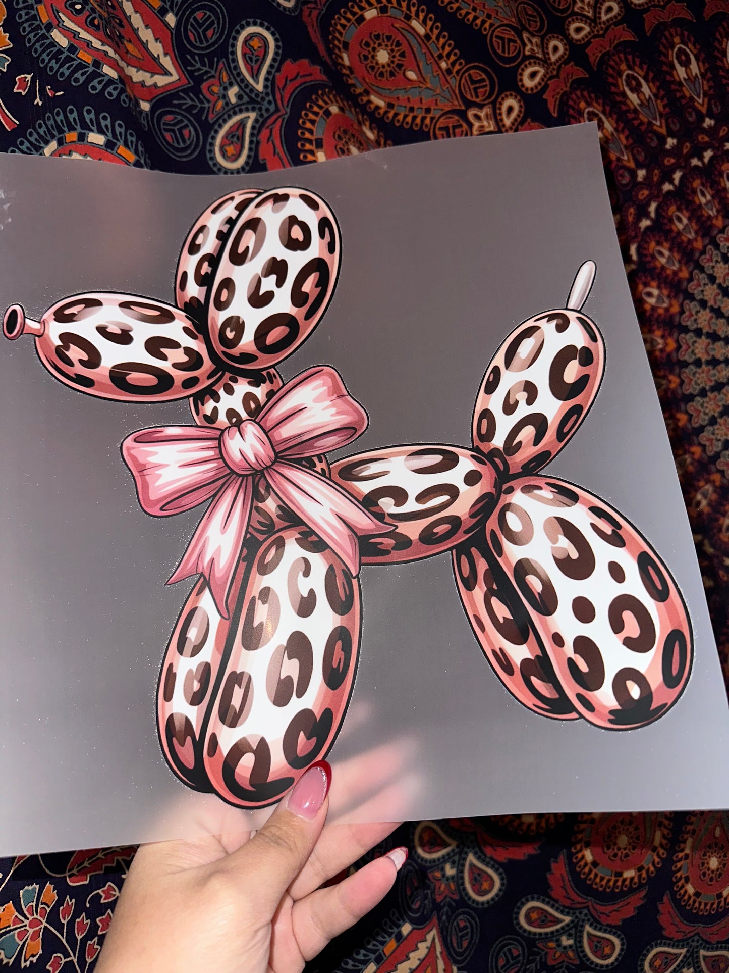 Pink Leopard Balloon Dog- E