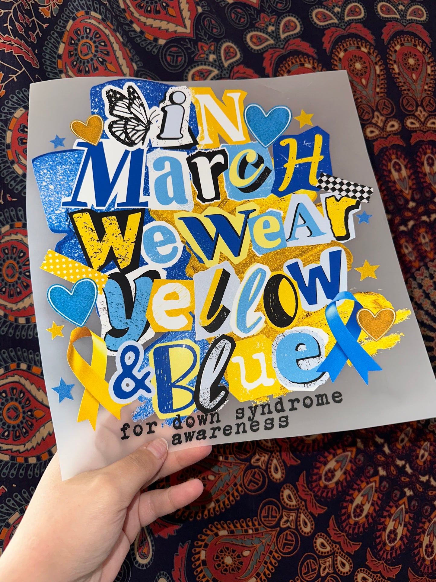 In March We Wear Yellow & Blue For Down Syndrome Awareness -H