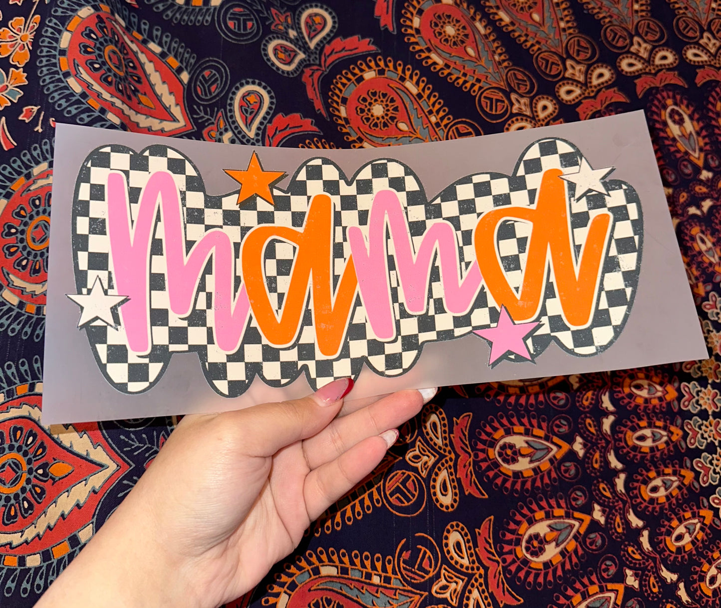 Mama Pink & Orange Checkered