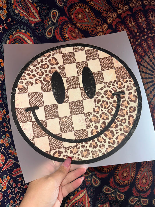 Brown Checkered Leopard Smiley- G