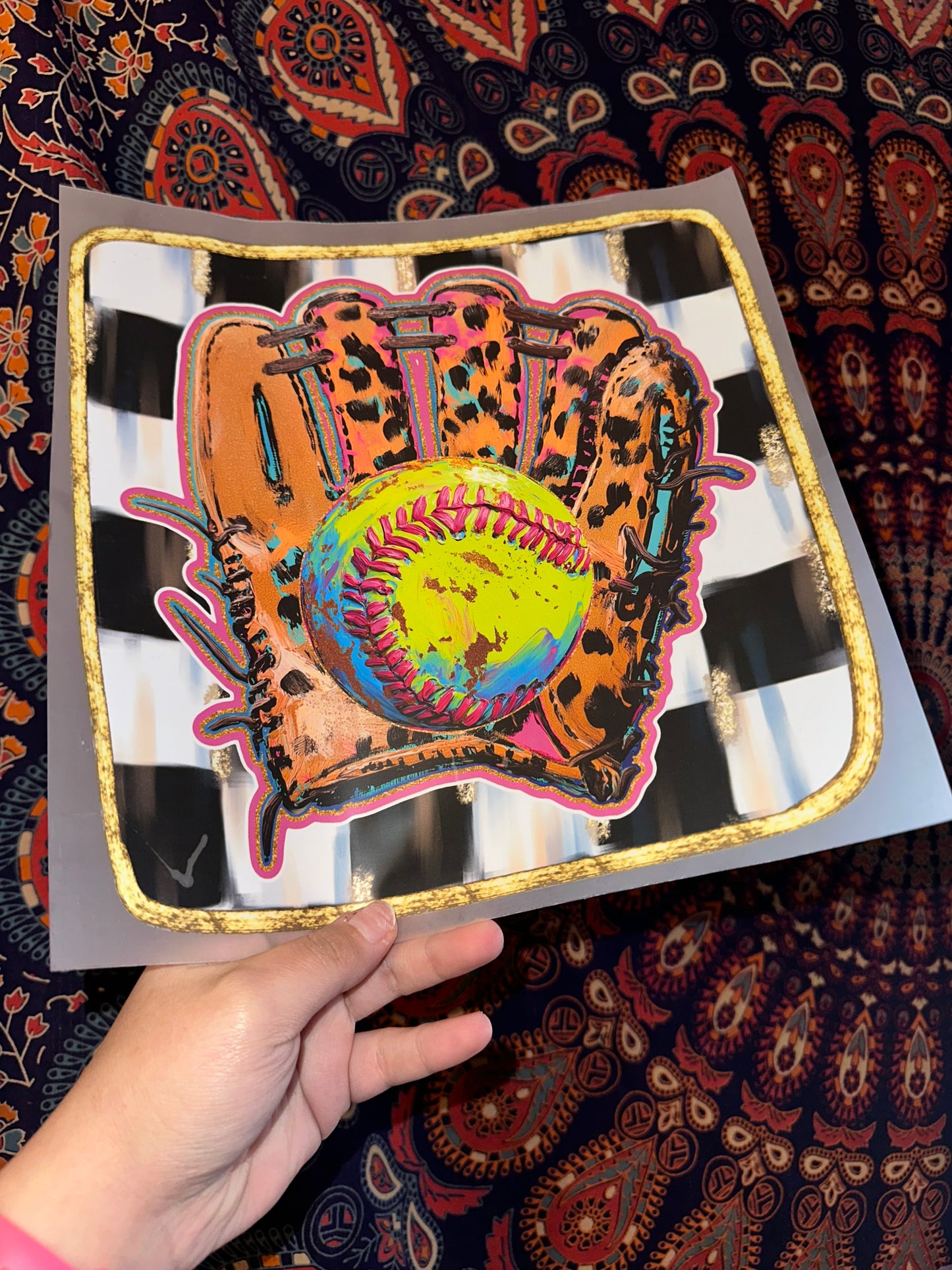 Softball Glove Checkered- B