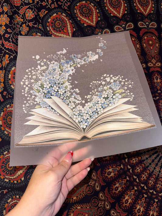Book & Blue Flowers- F