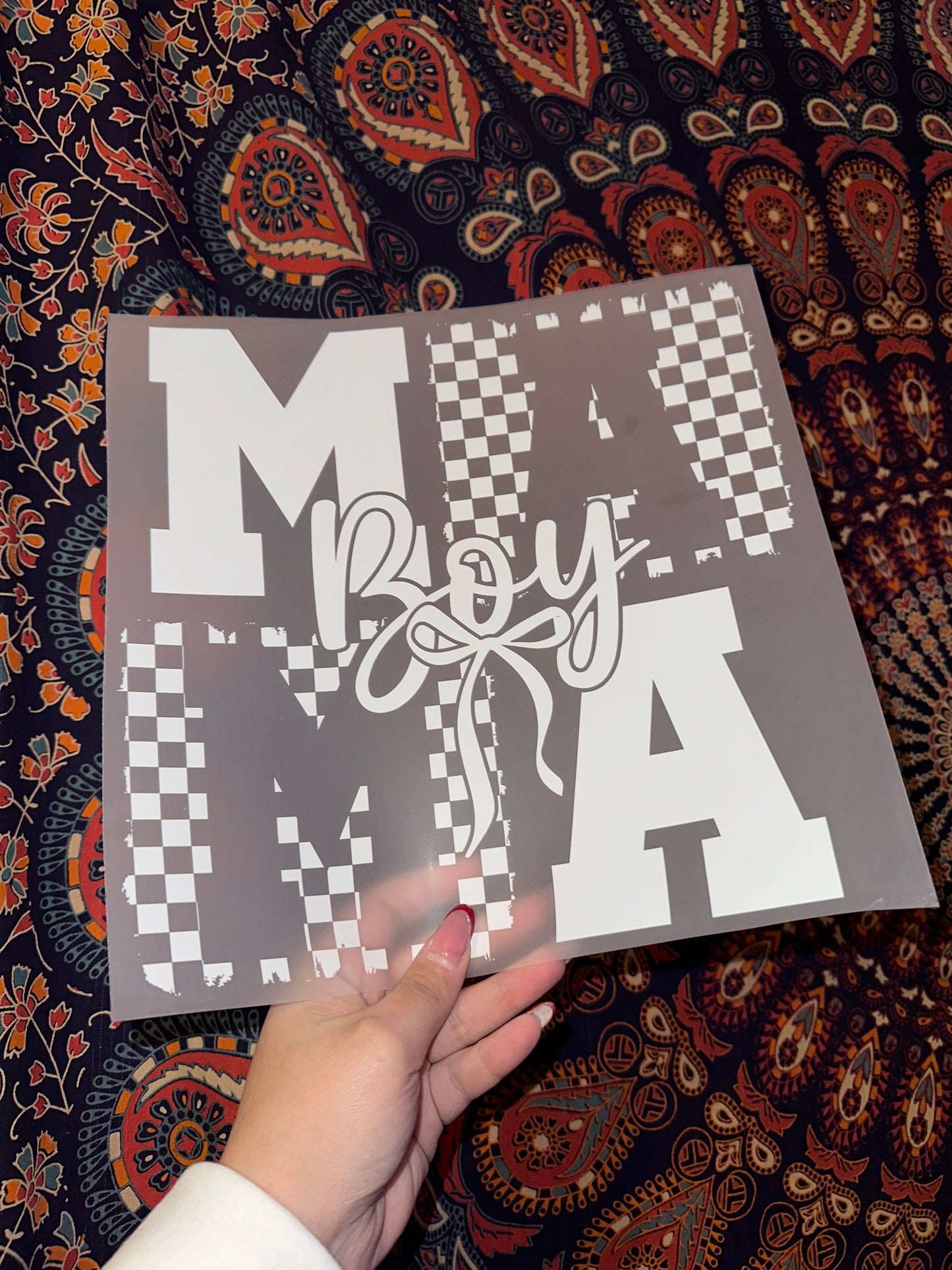 Boy Mama White Checkered