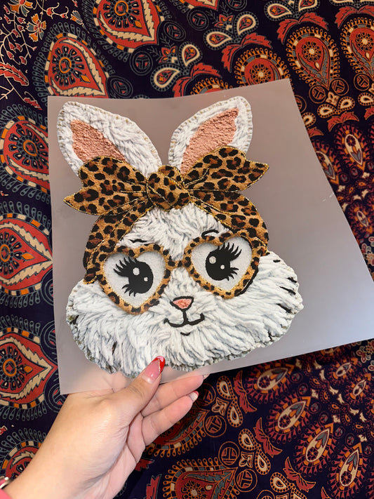 Bunny With Leopard Bow & Glasses- A40
