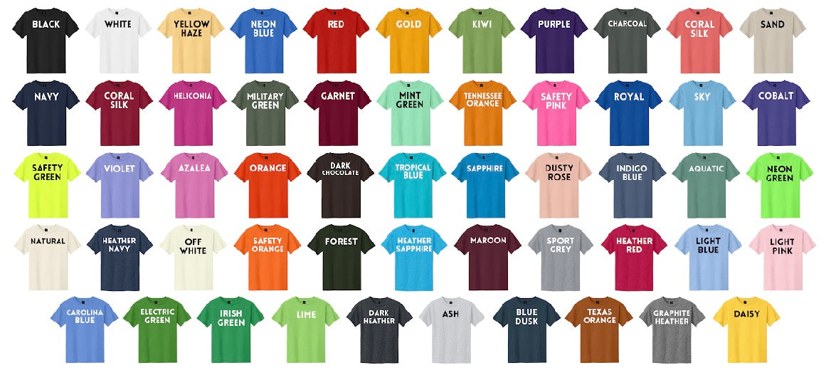 Youth Gildan Color Chart
