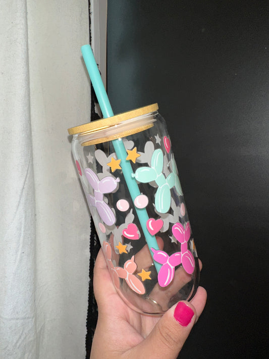 Balloon Dog 16oz Glass Cup