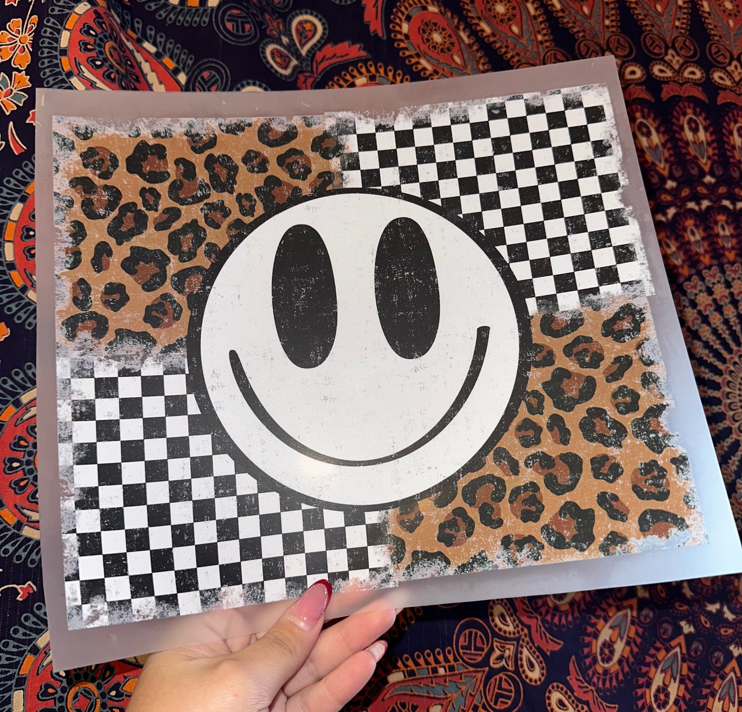 Smiley Leopard & Checkered Square- G