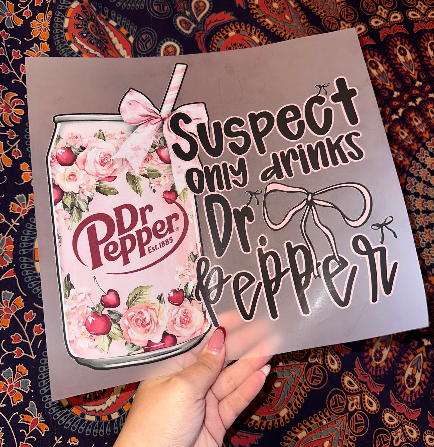 Suspect Only Drinks Dr. Pepper Floral Bow- G