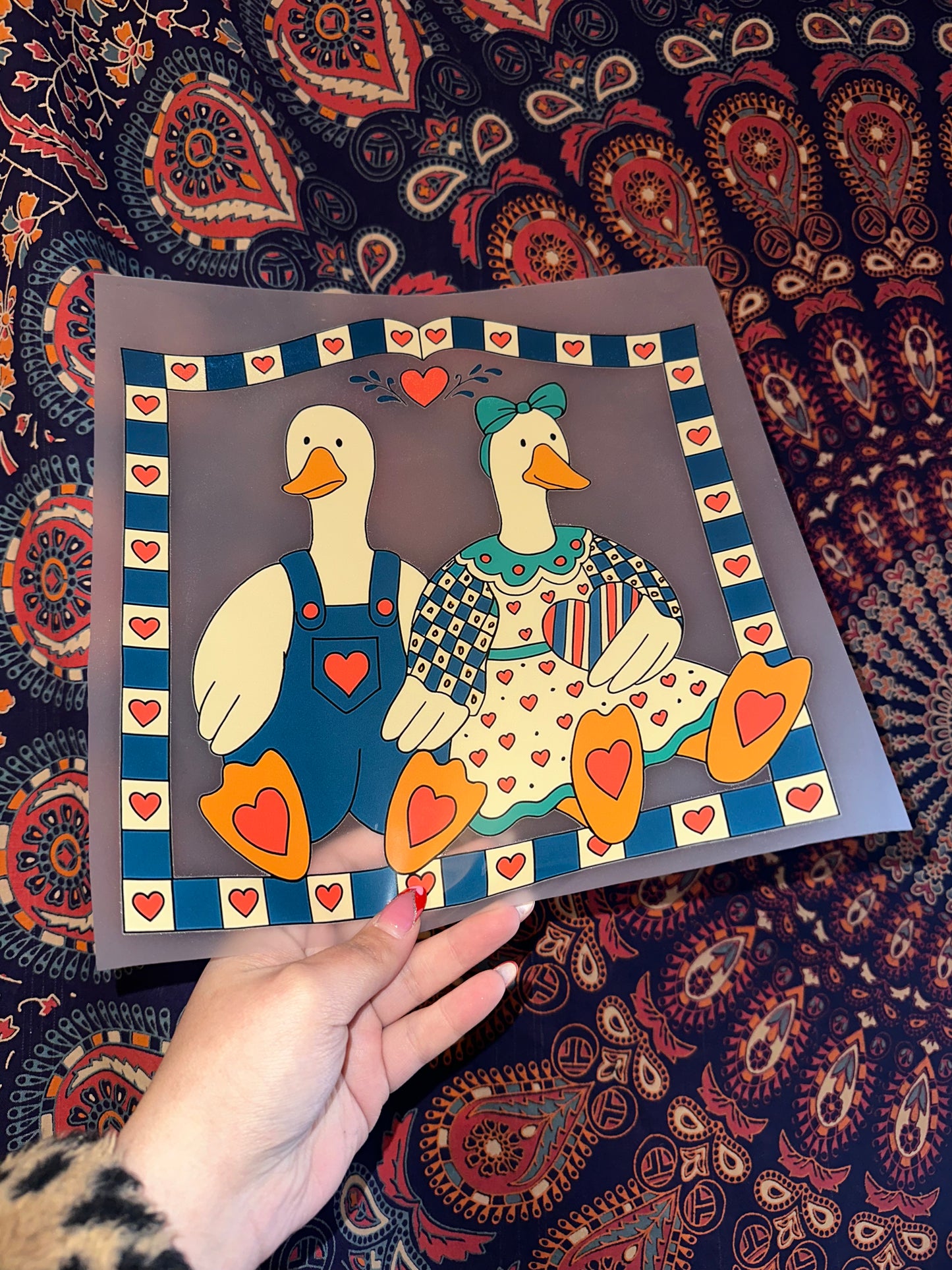 Goose Couple Heart Frame